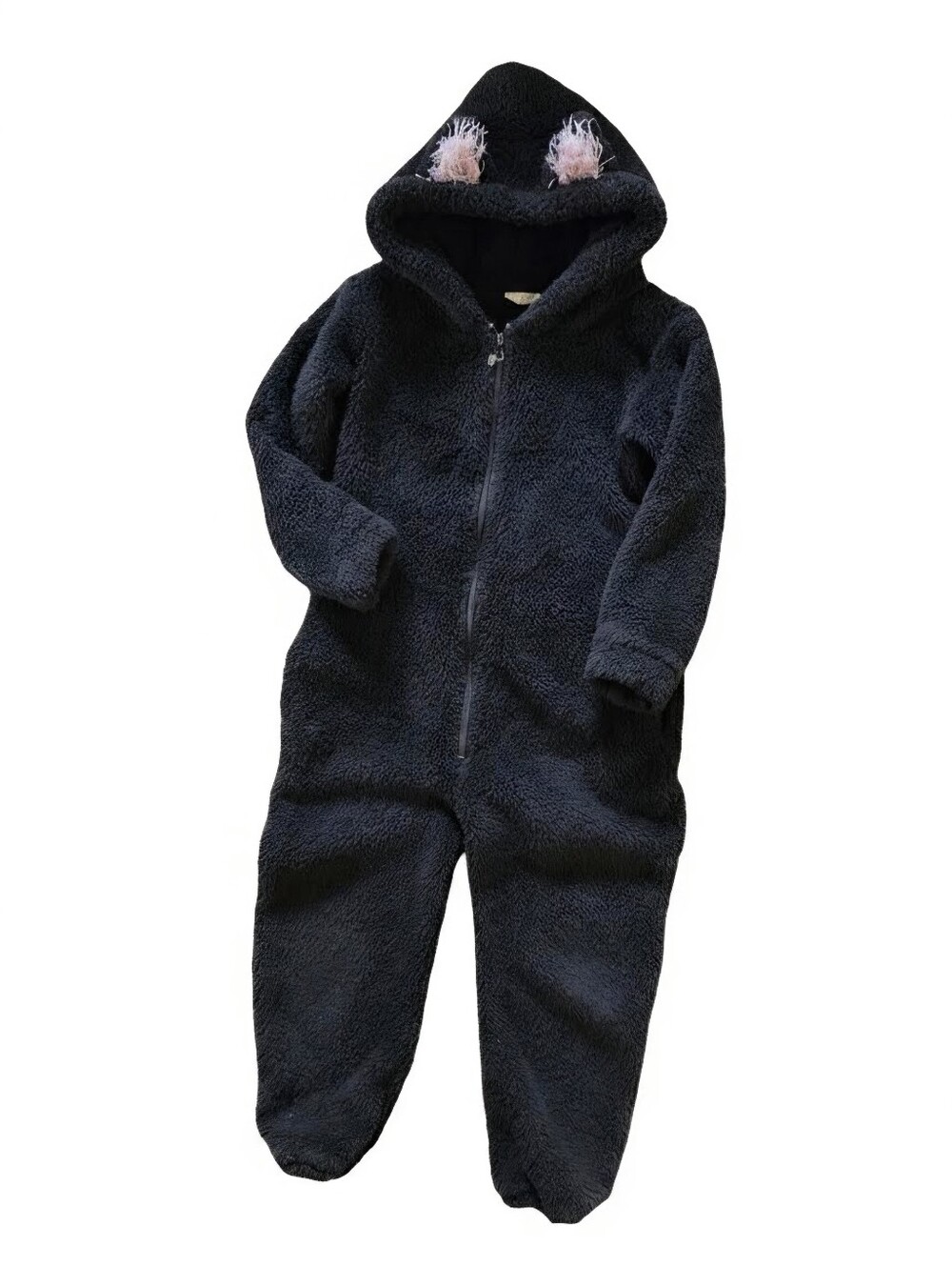 Joyfolie "Meow"  Black Fuzzy Hooded One-piece size 7